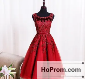 A-Line Applique Knee Length Prom Dresses Homecoming Dresses