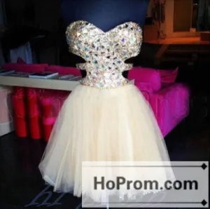 A-Line White Beading Short Prom Dresses Homecoming Dresses