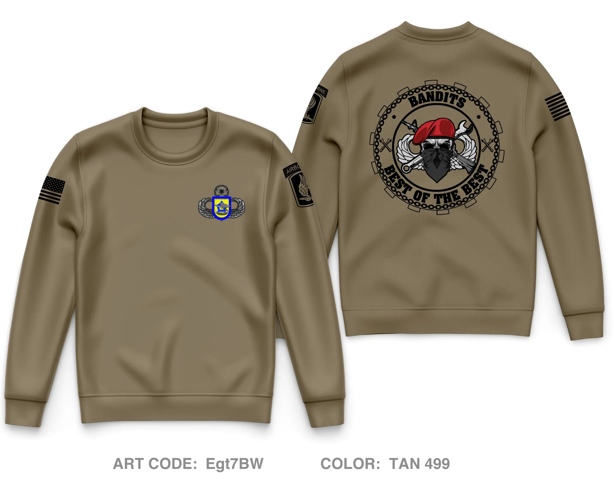 B Co, 173rd BSB (A), 173rd IBCT (A) Core Men's Crewneck Performance Sweatshirt - Egt7BW