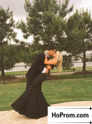 Black Lace Mermaid Long Prom Dresses Evening Dress