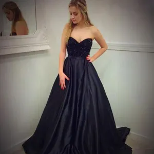 Black Off The Shoulder Prom Dresses Stain Strapless Evening Dresses