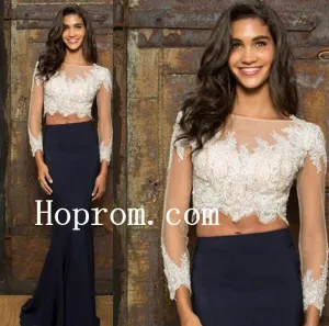Black White Prom Dresses,Long Sleeve Prom Dress,Evening Dress