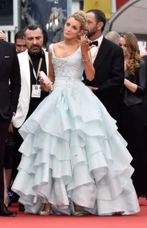 Blue Blake Lively Scoop Neck Dress Sequins Prom Red Carpet Celebrity Dress Cannes