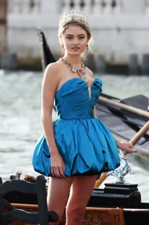 Blue Leni Klum Dress A Line Short Prom Dress