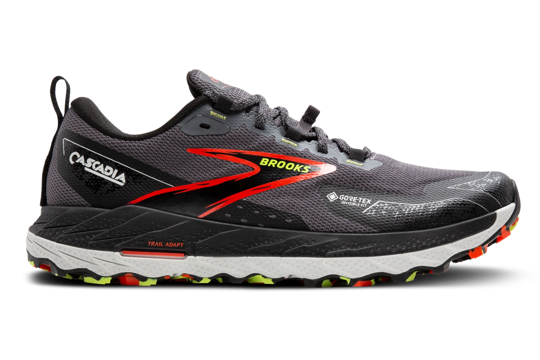 Brooks Cascadia 18 GTX (D Width) - Blackened Pearl/Black/Tomato (Mens)