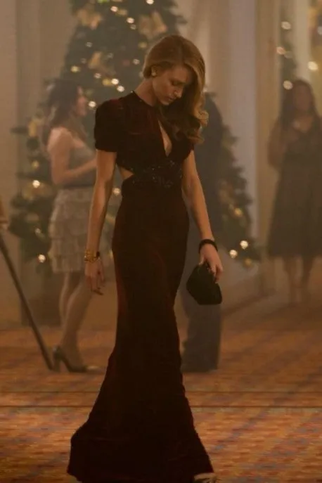 Burgundy Blake Lively Figure hugging Dress Velvet Prom Celebrity Evening Dress The Age of Adaline