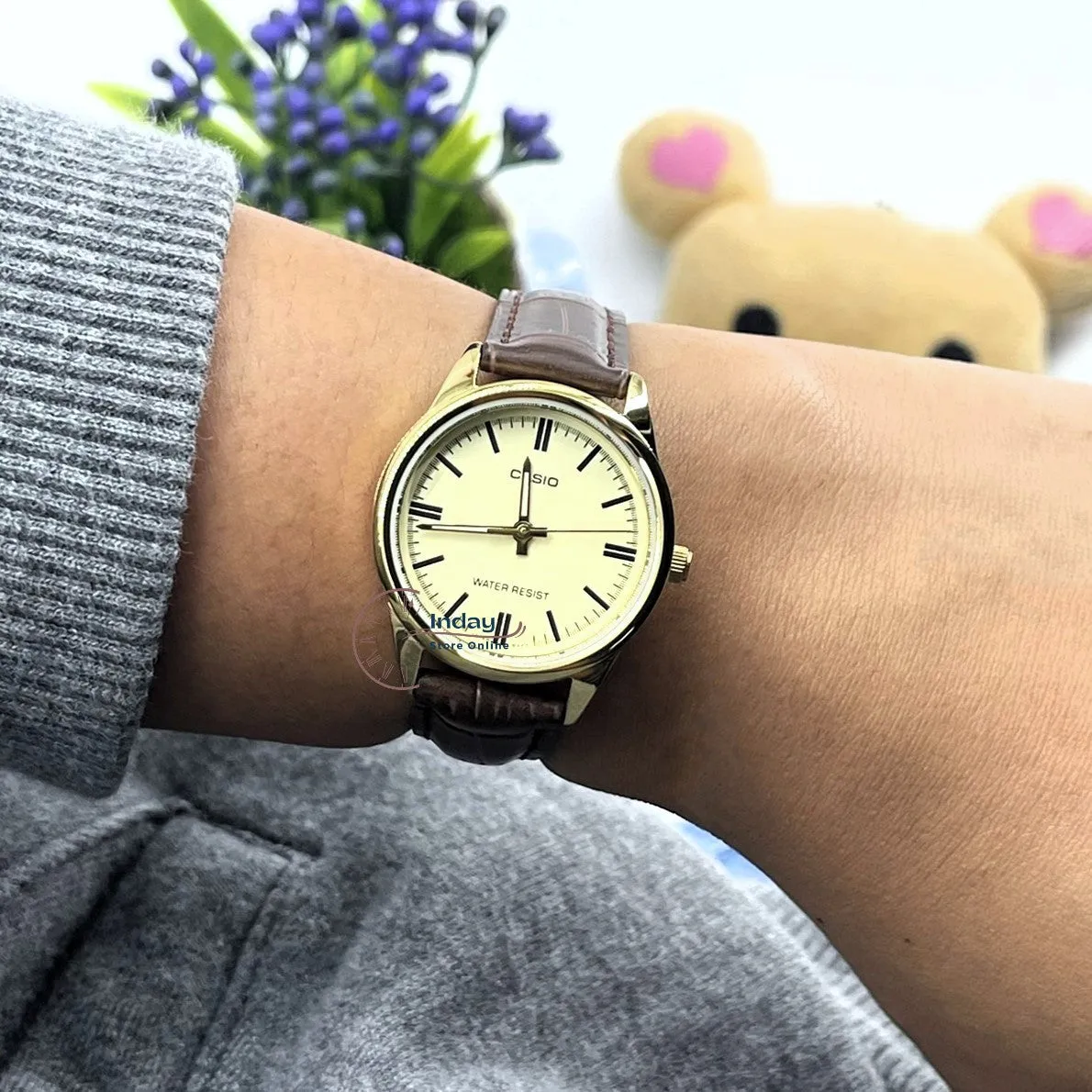 Casio Standard Women's Watch LTP-V005GL-9A Brown Leather Strap Mineral glass