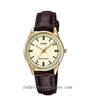 Casio Standard Women's Watch LTP-V005GL-9A Brown Leather Strap Mineral glass
