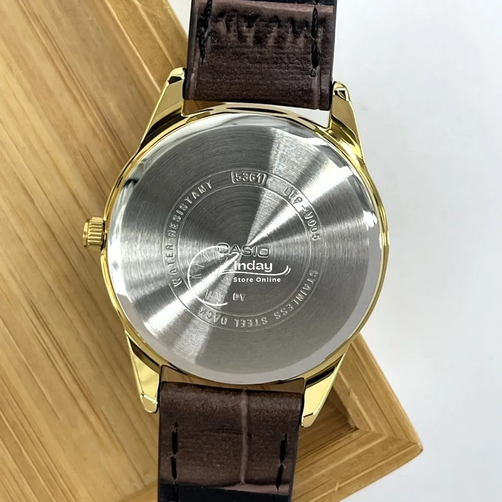 Casio Standard Women's Watch LTP-V005GL-9A Brown Leather Strap Mineral glass