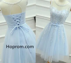 Chiffon Strapless Homehoming Dress, Baby Blue Homehoming Dress