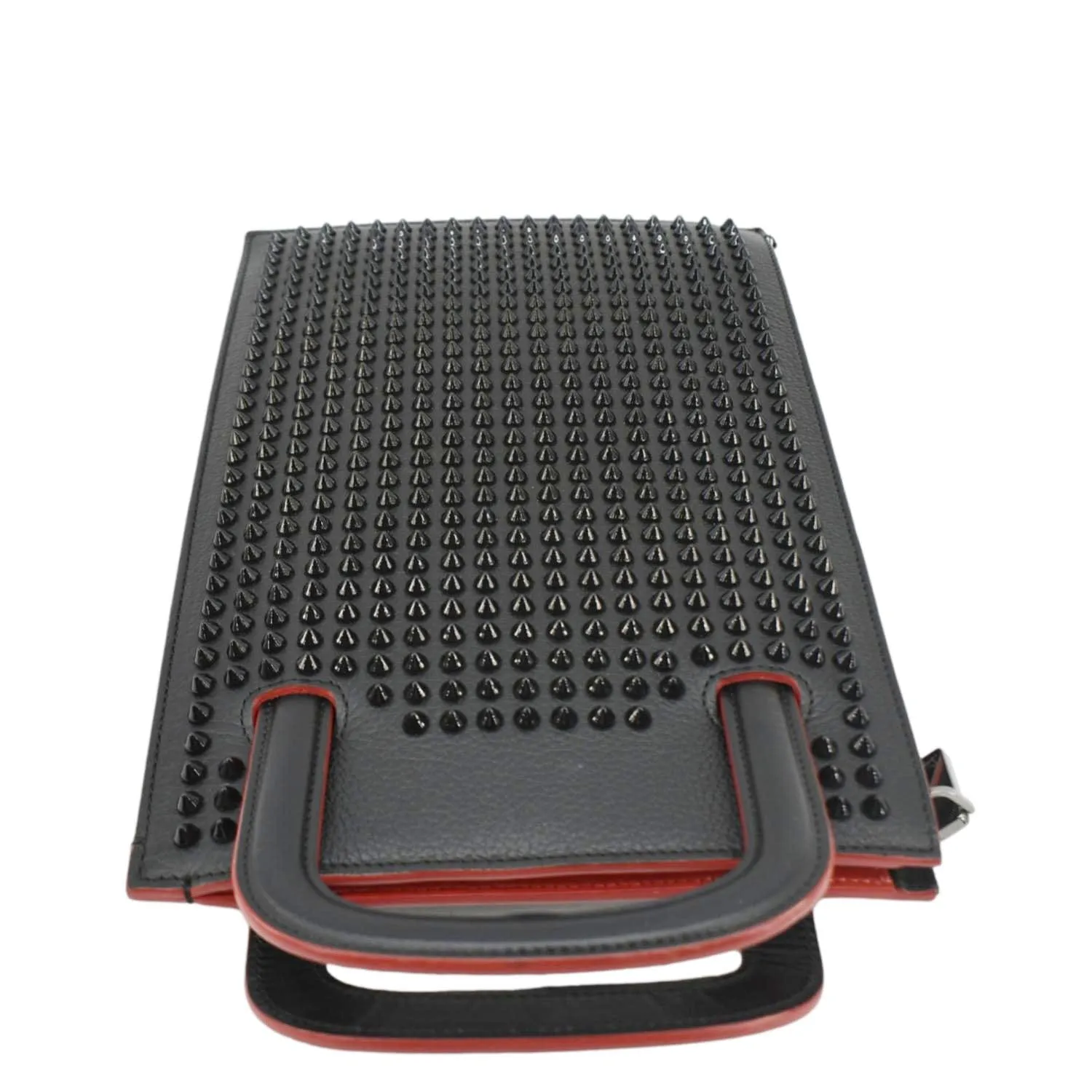 CHRISTIAN LOUBOUTIN Trick Track Small Spiked Leather Clutch Black