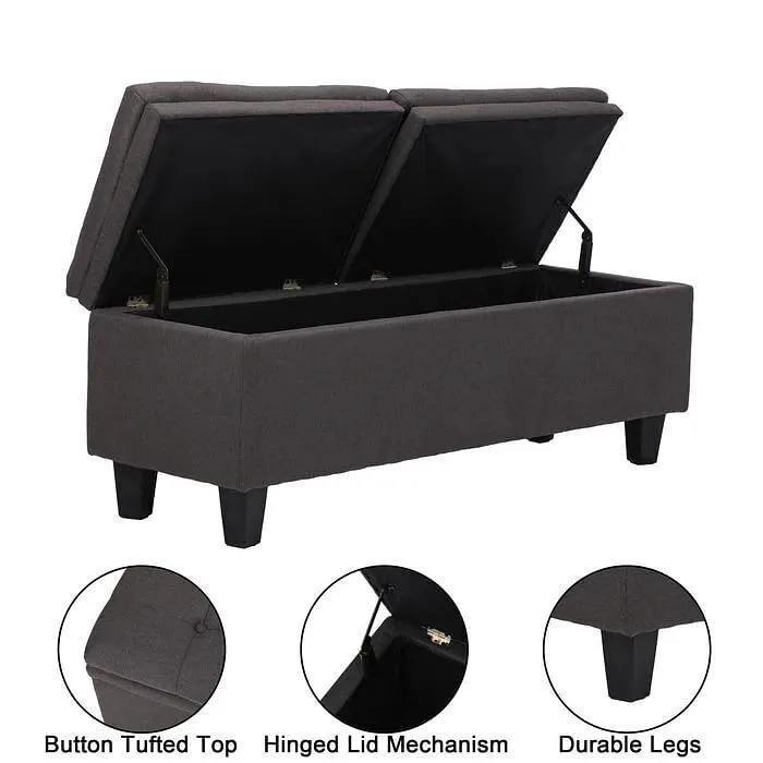 Color: Dark Grey 53'' Wide Tufted Rectangle Storage Ottoman