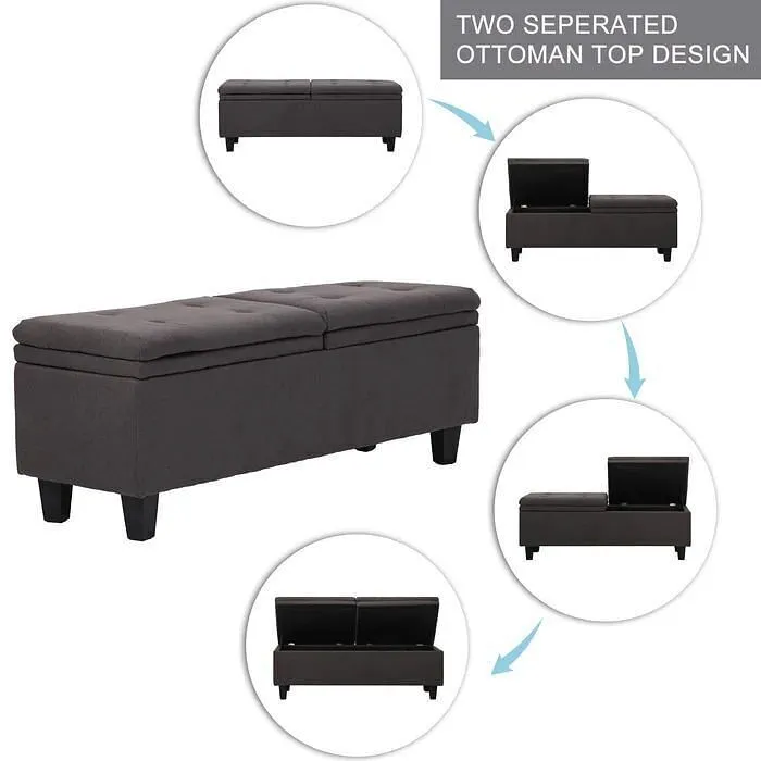 Color: Dark Grey 53'' Wide Tufted Rectangle Storage Ottoman