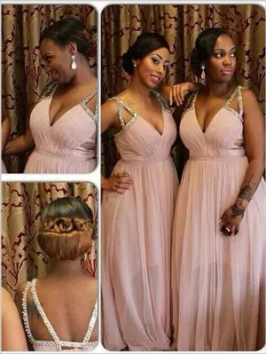 Copy of Princess Chiffon Floor Length Bridesmaid Dresses With Sequin