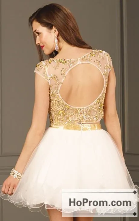 Crystals Two Piece Short White Prom Dresses Homecoming Dresses