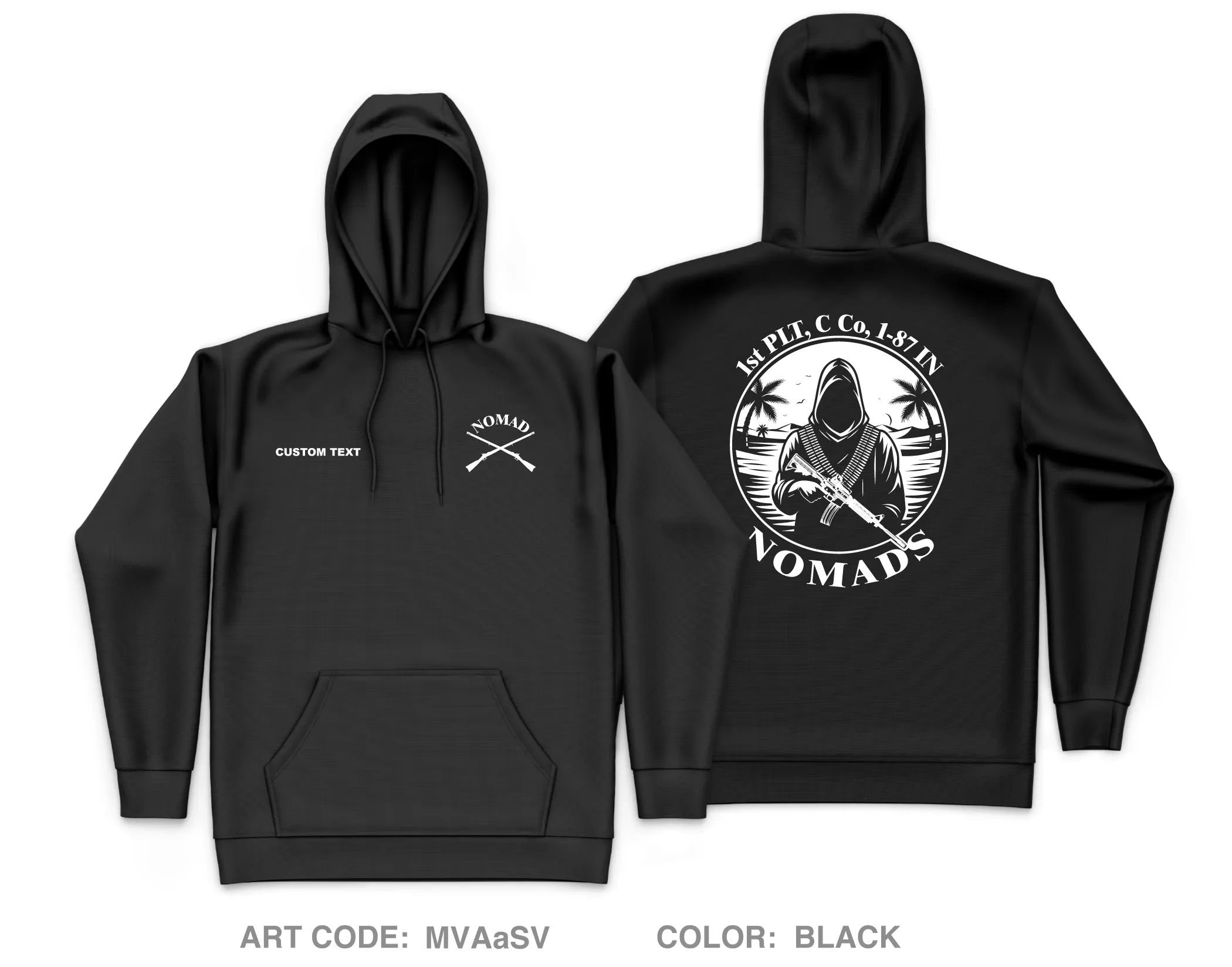 CUSTOM 1st PLT, C Co, 1-87 IN Core Men's Hooded Performance Sweatshirt - MVAaSV