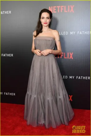 Dark brown Angelina Jolie Strapless Ball Gown Dress Prom Celebrity Red Carpet Dress 'First They Killed My Father' Premiere