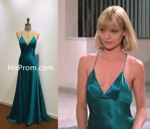 Elvira Hancock Dress Played by Michelle Pfeiffer Blue Dress Elvira Costume Outfits in Scarface