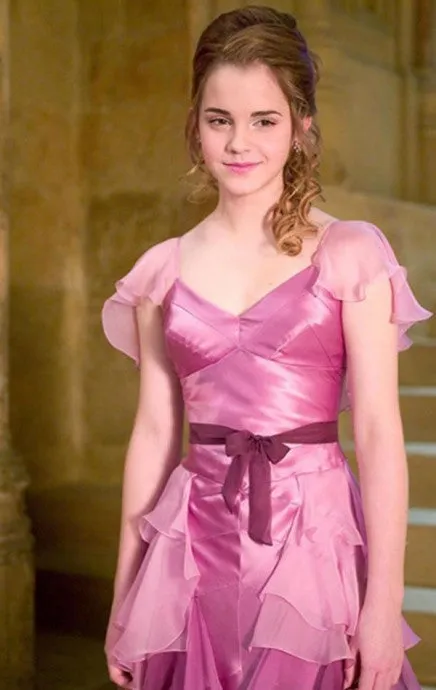 Emma Watson Purple Dres Tiered Ruffle Prom Dress