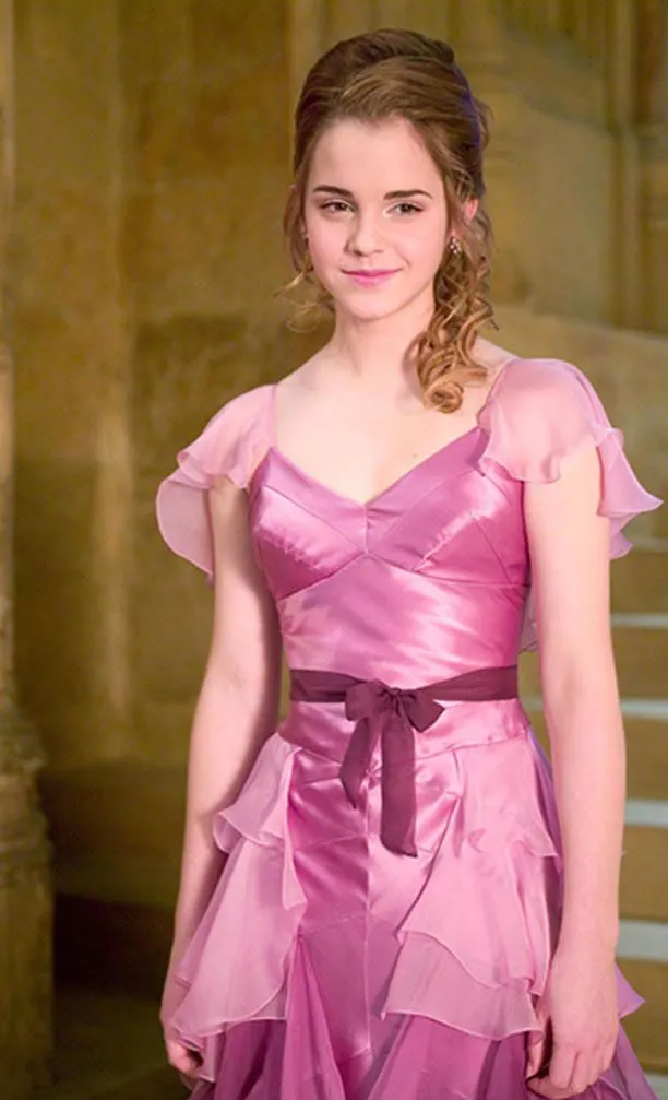 Emma Watson Purple Dres Tiered Ruffle Prom Dress