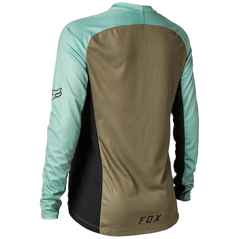 Fox Womens Defend Ls Jersey - Olive Green