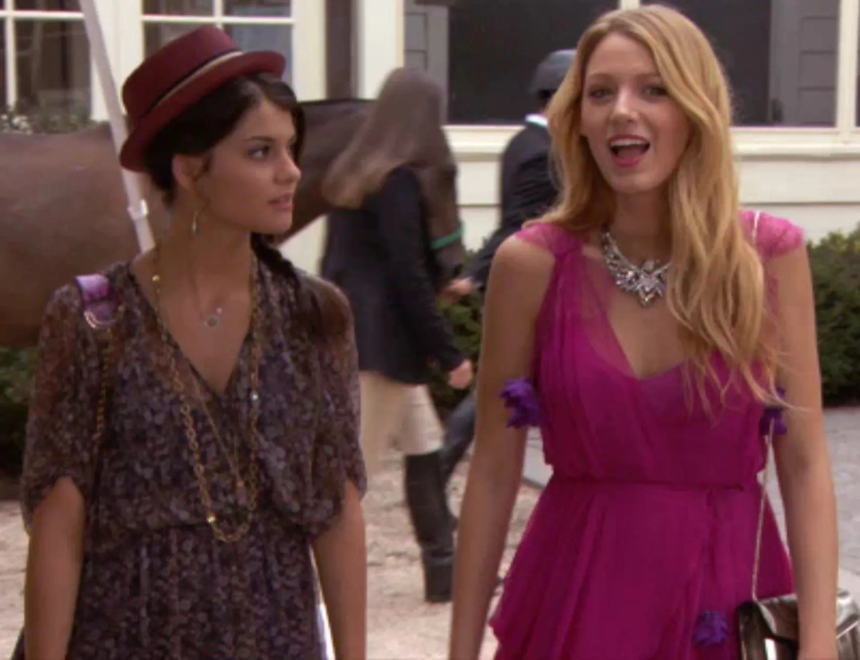 Fuchsia Blake Lively Chiffon Dress Short Prom Celebrity Evening Dress Serena van der Woodsen Gossip Girl