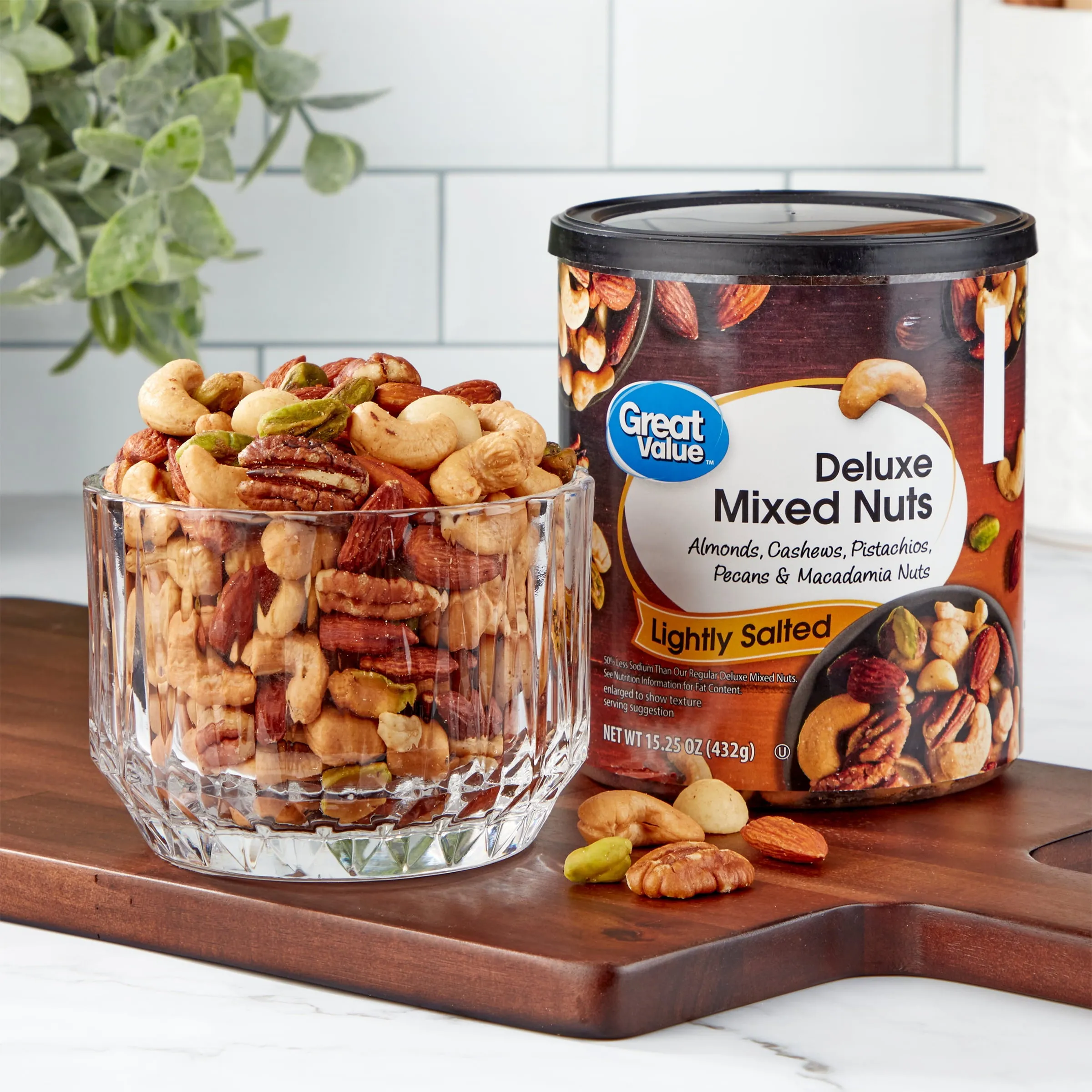 Great Value Lightly Salted, Deluxe Mixed Nuts, 15.25 oz Free & Fast Shipping