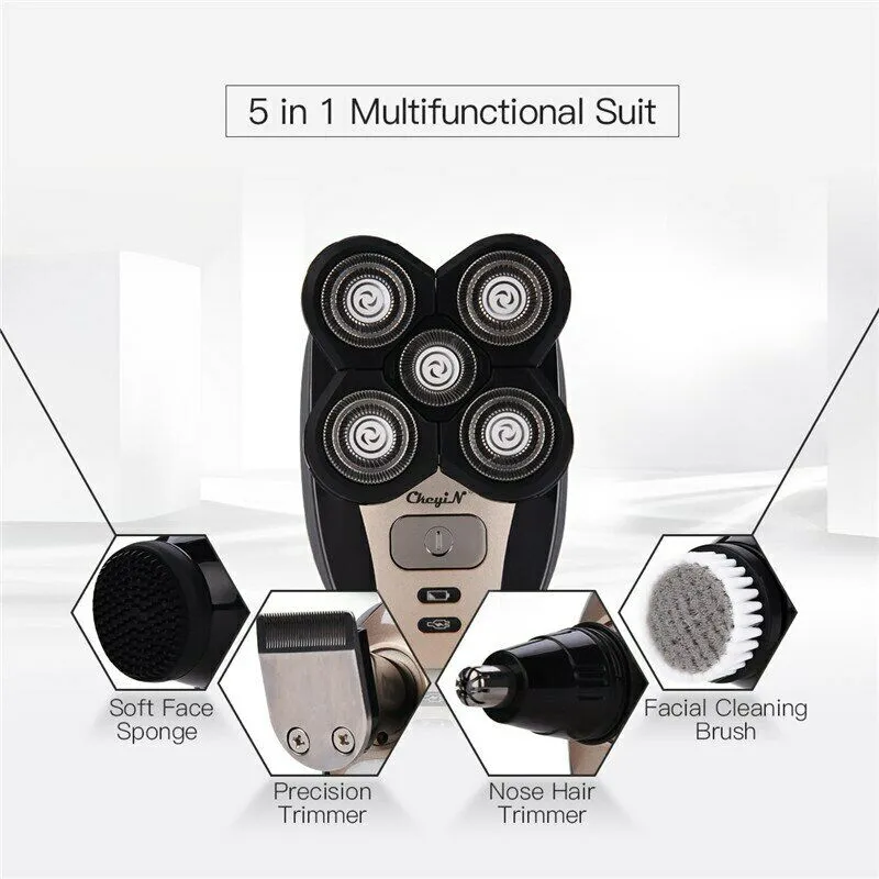 Head Shaver Electric Bald Trimmer Beard Rechargeable Rotary Razor