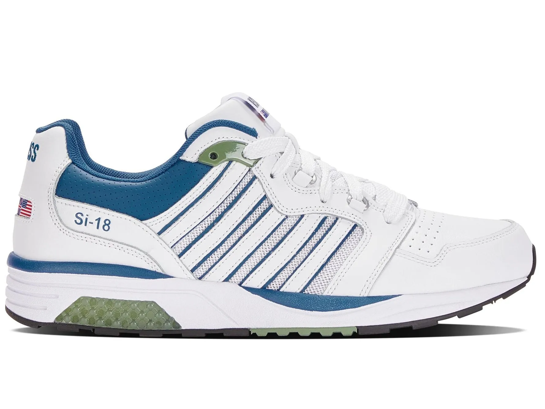 K-Swiss Men Si-18 Rannell Court Shoes in White/Vallarta Blue/Loden Frost