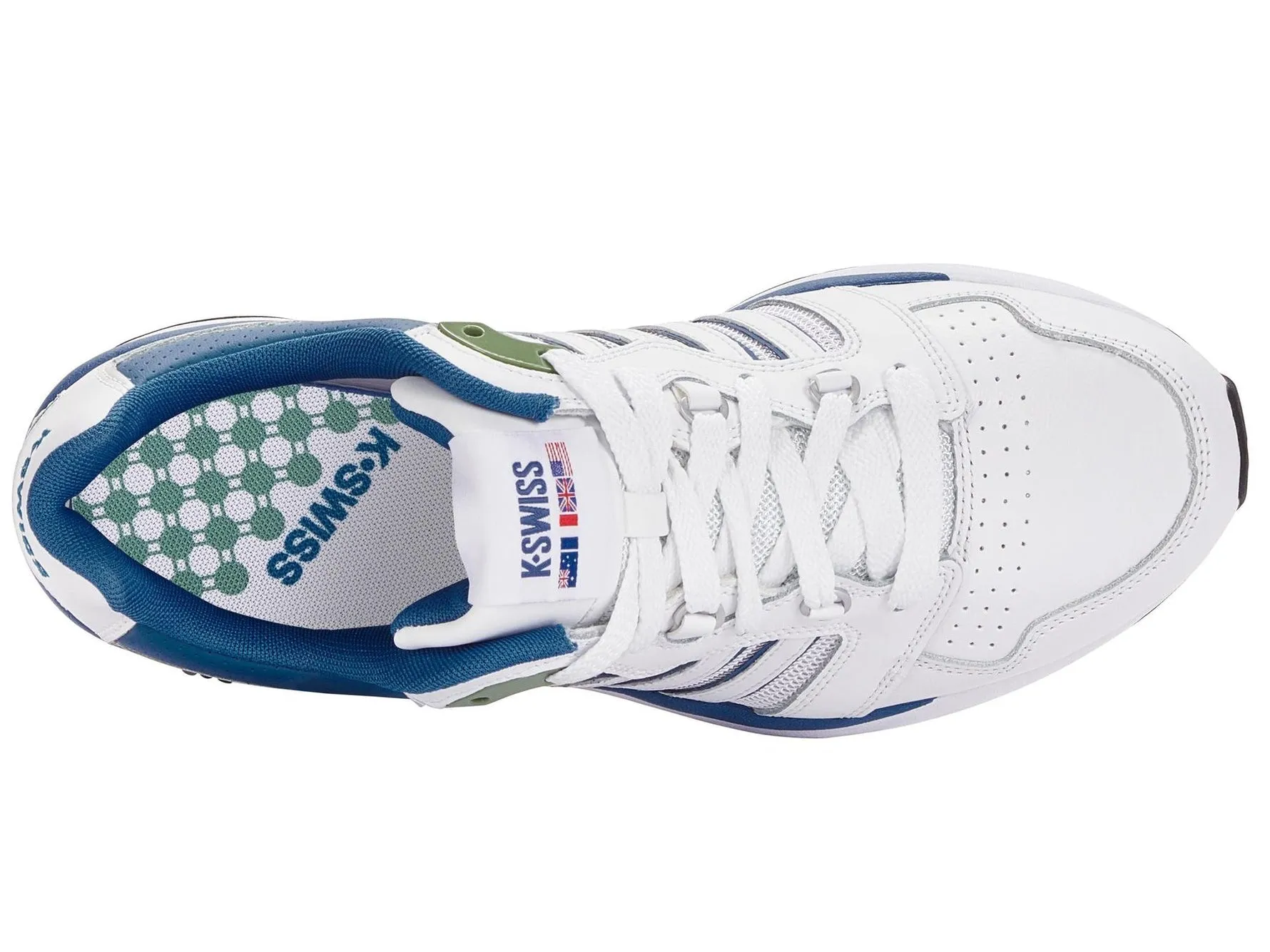 K-Swiss Men Si-18 Rannell Court Shoes in White/Vallarta Blue/Loden Frost