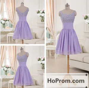 Lavender Chiffon Beading Straps Prom Dresses Homecoming Dresses