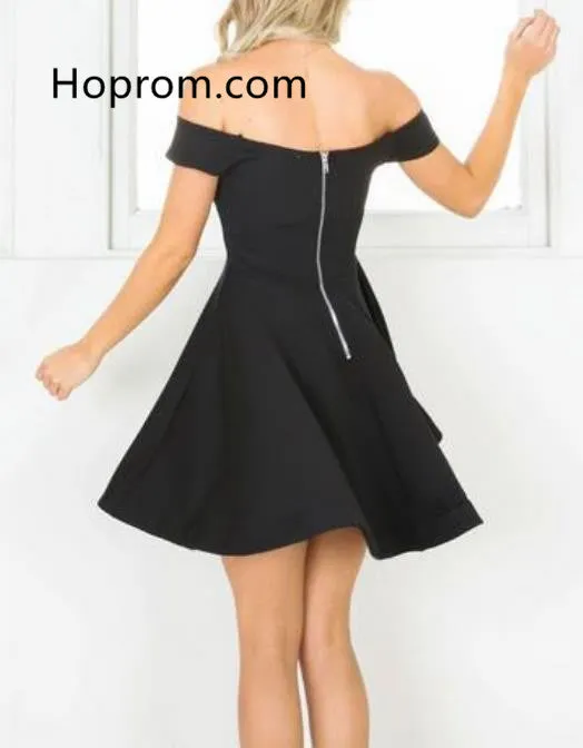 Little Black Homecoming Dress, Off the shoulder Homecoming Dress