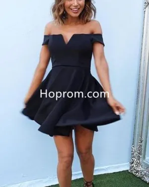 Little Black Homecoming Dress, Off the shoulder Homecoming Dress