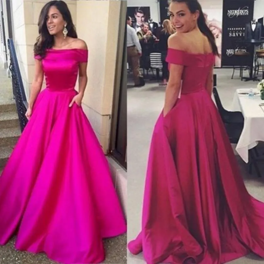 Long Prom Dresses Off The Shoulder Stain A Line Prom DressesFloor Length Party Gown Evening Dress