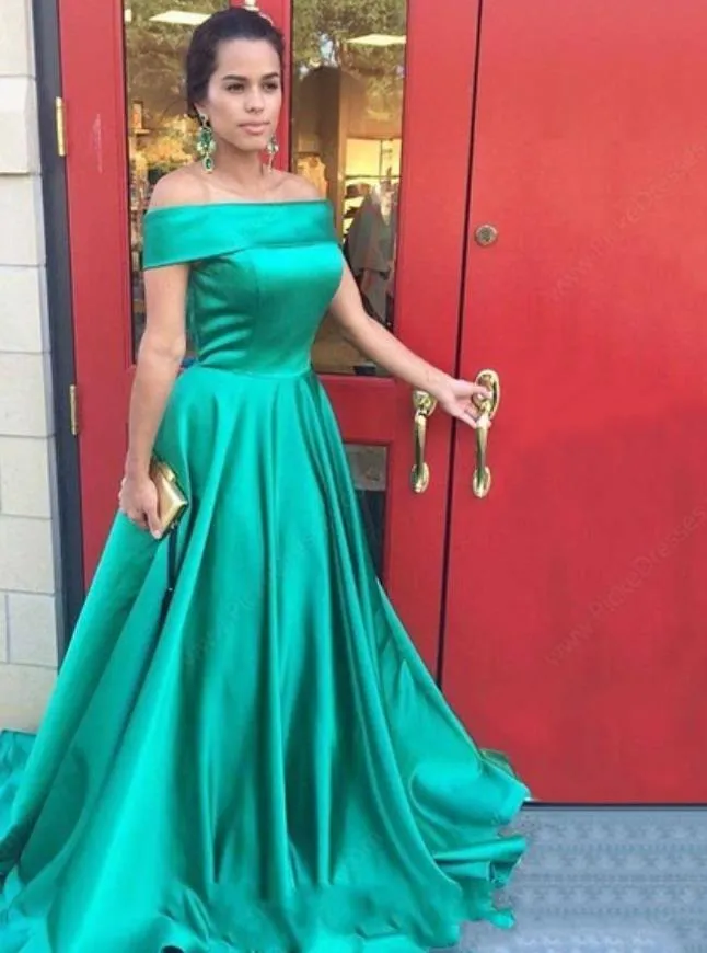 Long Prom Dresses Off The Shoulder Stain A Line Prom DressesFloor Length Party Gown Evening Dress