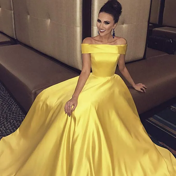Long Prom Dresses Off The Shoulder Stain A Line Prom DressesFloor Length Party Gown Evening Dress