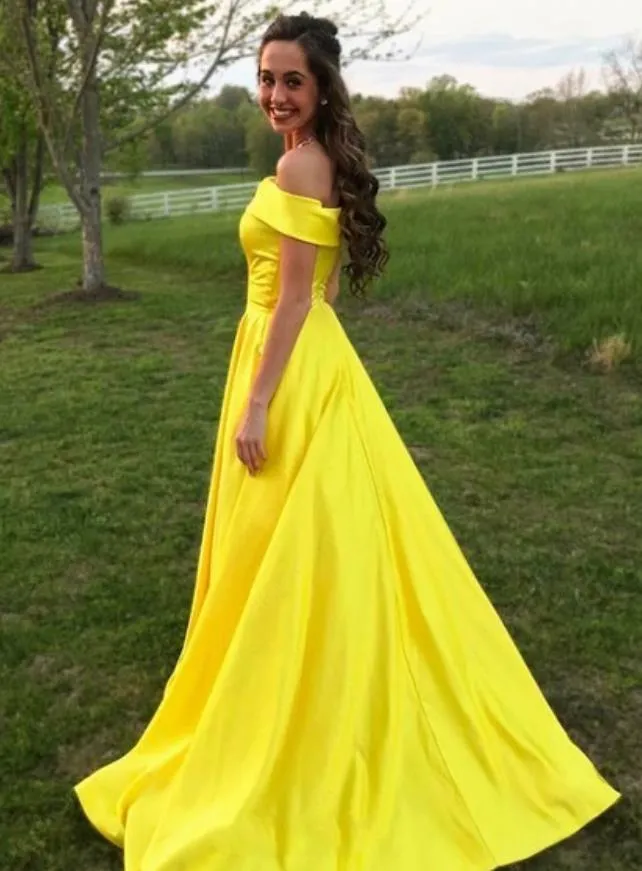 Long Prom Dresses Off The Shoulder Stain A Line Prom DressesFloor Length Party Gown Evening Dress