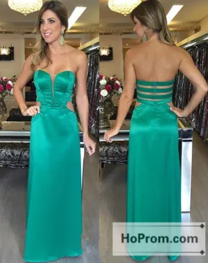 Long Sweetheart Zipper Green Prom Dresses Evening Dress