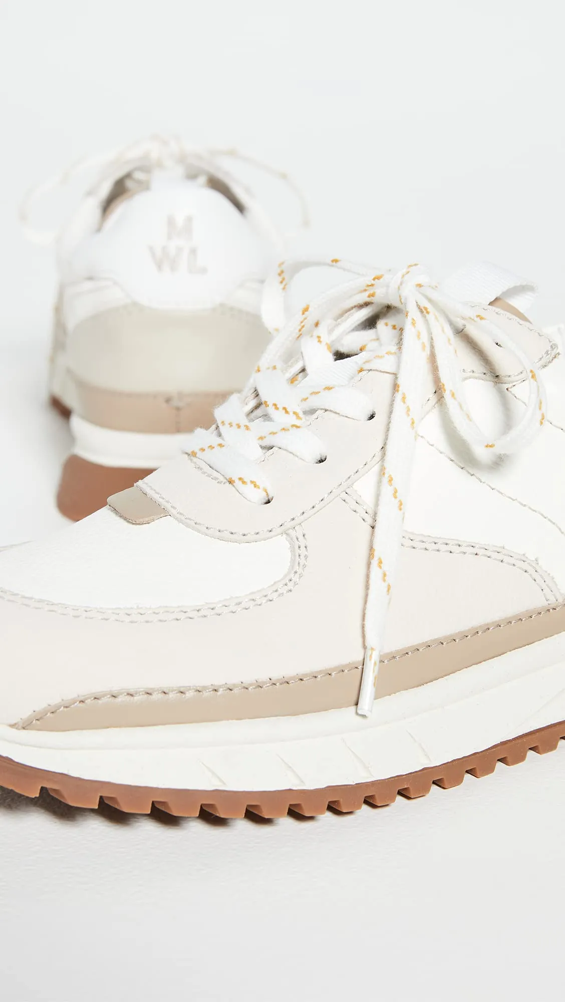 Madewell Women's Kickoff Trainer Sneakers in Neutral Colorblock Leather, Antique Cream Multi, 5.5 Medium US