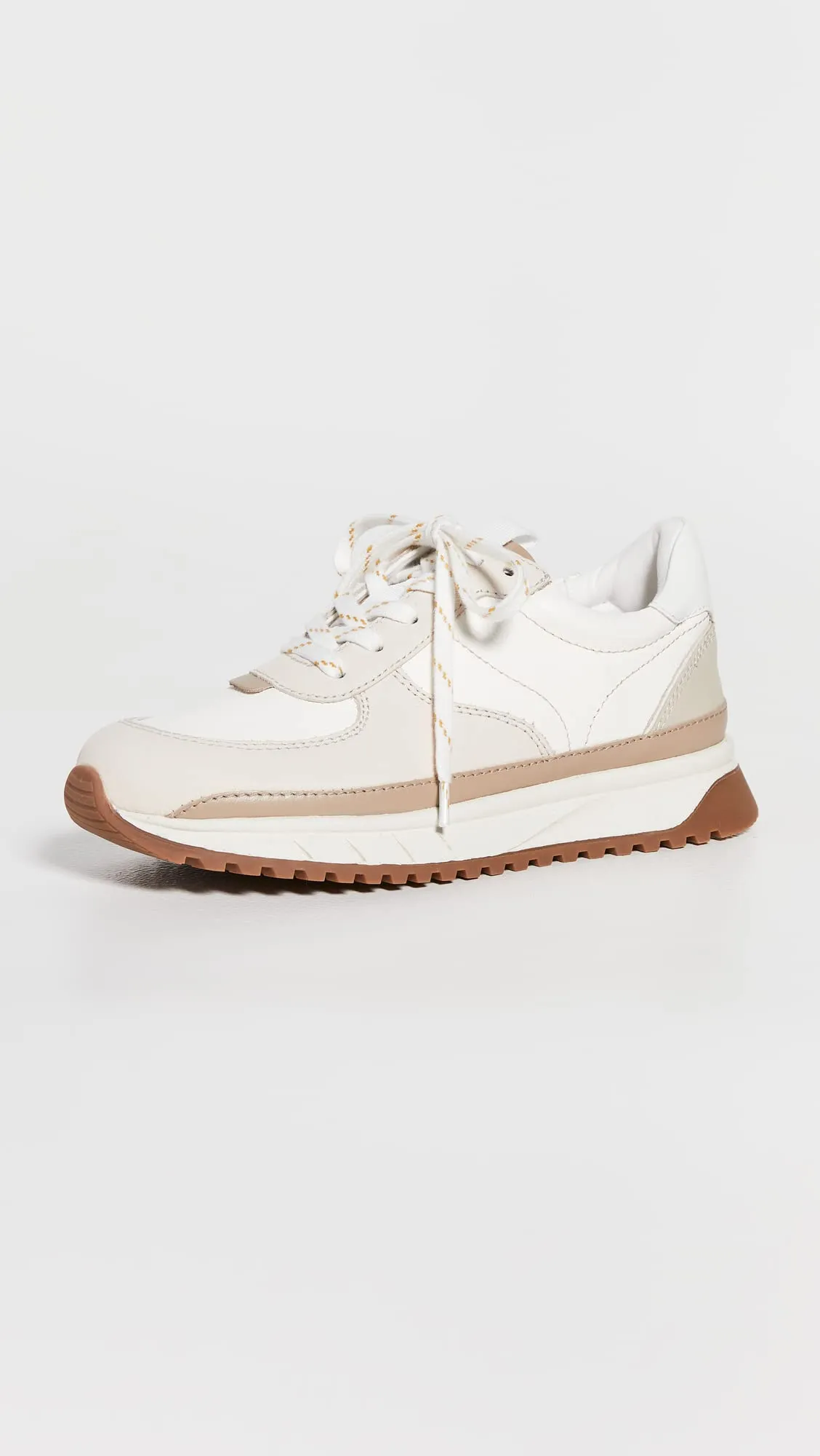 Madewell Women's Kickoff Trainer Sneakers in Neutral Colorblock Leather, Antique Cream Multi, 5.5 Medium US