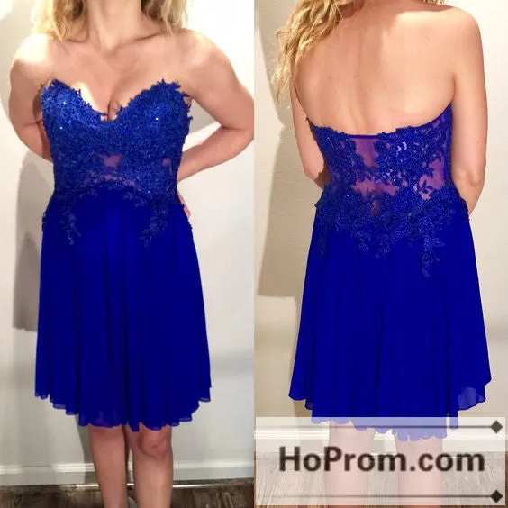 Mini Strapless Royal Blue Prom Dresses Homecoming Dresses