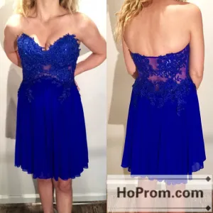 Mini Strapless Royal Blue Prom Dresses Homecoming Dresses