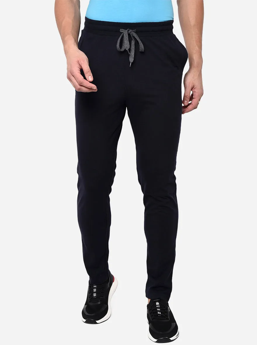 Navy Blue Solid Regular Fit Track Pant | JadeBlue