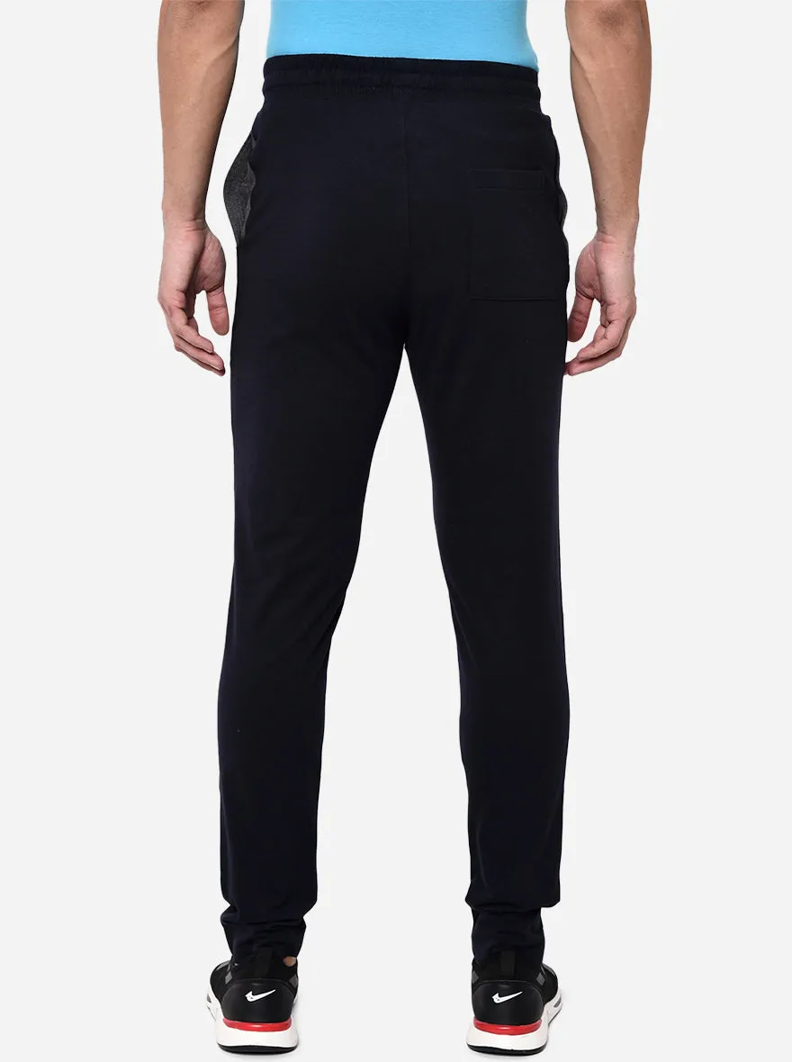 Navy Blue Solid Regular Fit Track Pant | JadeBlue