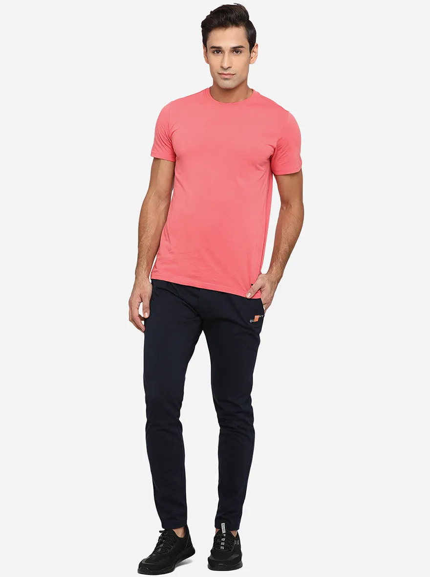 Navy Blue Solid Regular Fit Track Pants | JadeBlue