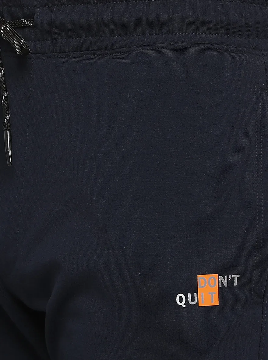 Navy Blue Solid Regular Fit Track Pants | JadeBlue
