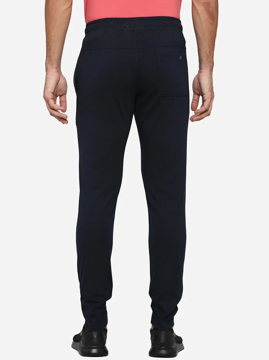 Navy Blue Solid Regular Fit Track Pants | JadeBlue