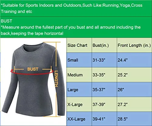 Neleus Women's 3 Pack Dry Fit Athletic Compression Long Sleeve T Shirt,8019,Black/Grey/Coffee,XL
