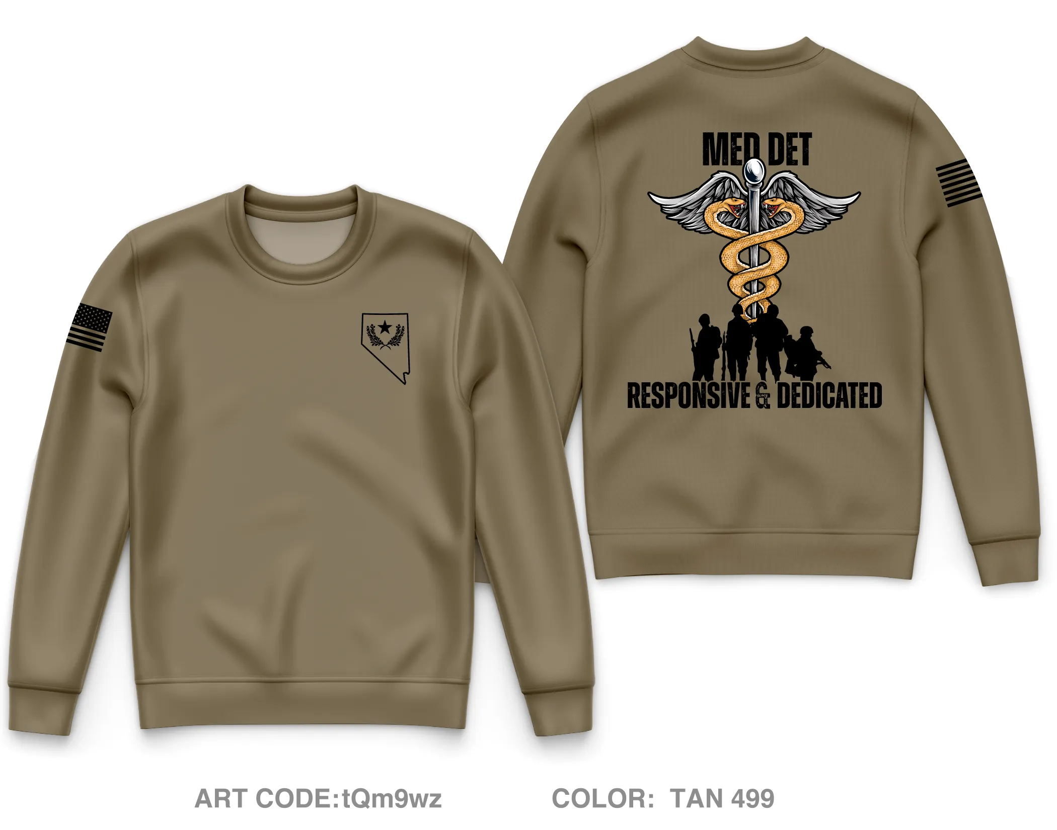 Nevada Army National Guard Medical Detachment Core Men's Crewneck Performance Sweatshirt - tQm9wz