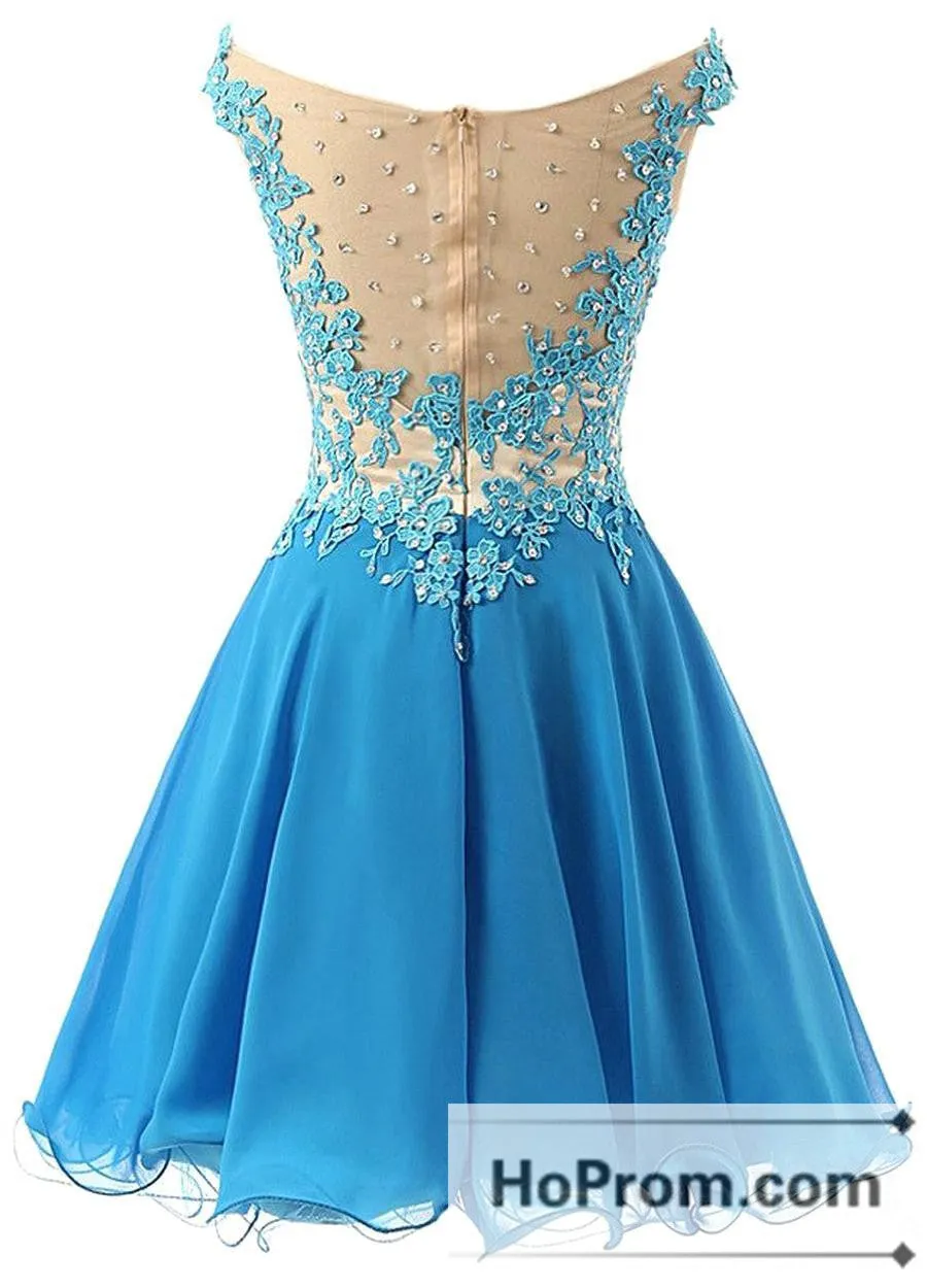 Off Shoulder Applique Mini Prom Dresses Homecoming Dresses